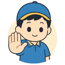 Friendly mover with hand raised