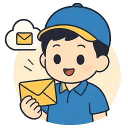 Mover holding an email envelope